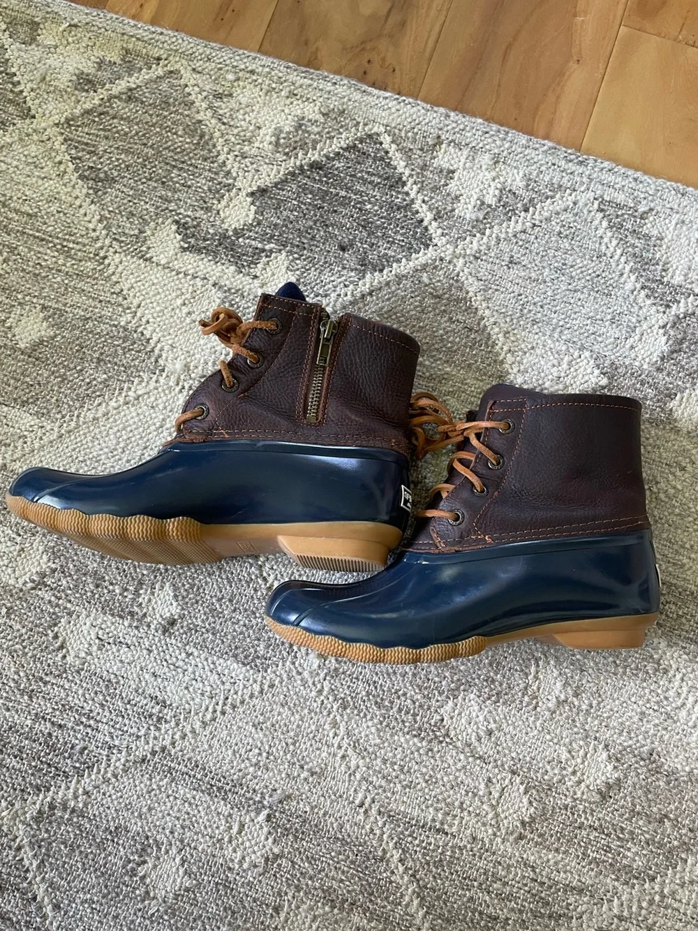 Sperry Women’s Navy and Brown Waterproof Duck Boots